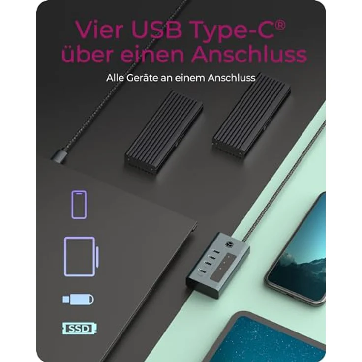IcyBox Hub USB 3.2 Gen 2 Type-C IB-HUB1454-C31 – Bild 2