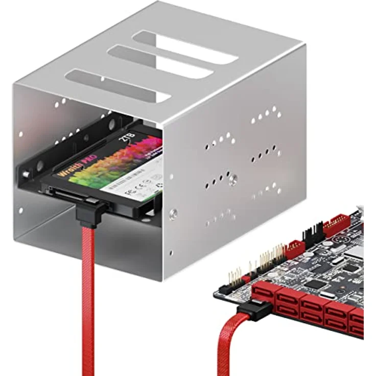 deleyCON 30cm SATA 3 Kabel Nylon 6 Gbit/s Datenkabel SATA III Anschlusskabel Serial ATA Verbindungskabel für Mainboard & Festplatte HDD SSD 1 S-ATA L-Stecker 90° Gewinkelt Rot - Preisvergleich – Bild 5