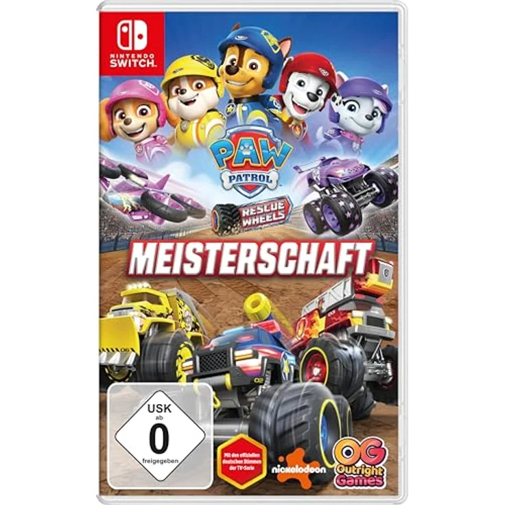 Outright Games PAW Patrol Rescue Wheels: Meisterschaft, Nintendo Switch Spiel mit Monster-Truck-Chaos, Stunts und Welpen-Power-Ups – Bild 1