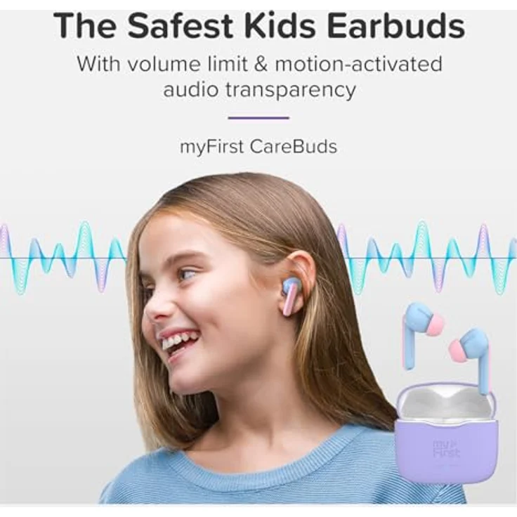 myFirst CareBuds Kinder-Kopfhörer, 85 dB maximale Lautstärke, Smart-Transparenz-Modus – Bild 2