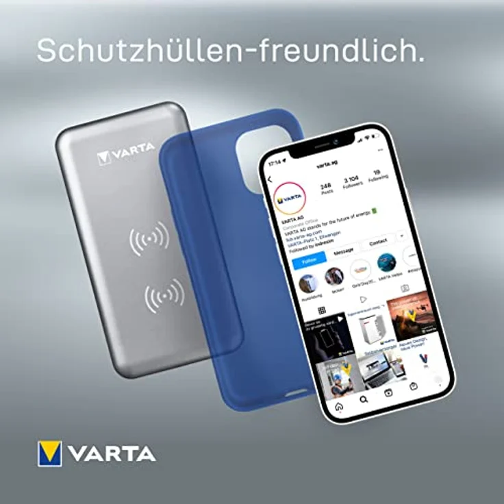 VARTA Fast Wireless Charger mit 10 Watt Schnellladefunktion, Qi-kompatibel, Doppelspulen Technologie, lädt Smartphones horizontal und vertikal – Bild 5