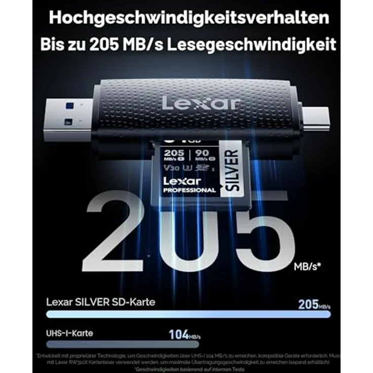 Lexar Silver SD Karte 64GB, UHS-I SDXC Card mit 205 MB/s Lesegeschwindigkeit, 90 MB/s Schreibgeschwindigkeit, V30 für 4K Videoaufnahmen – Bild 2