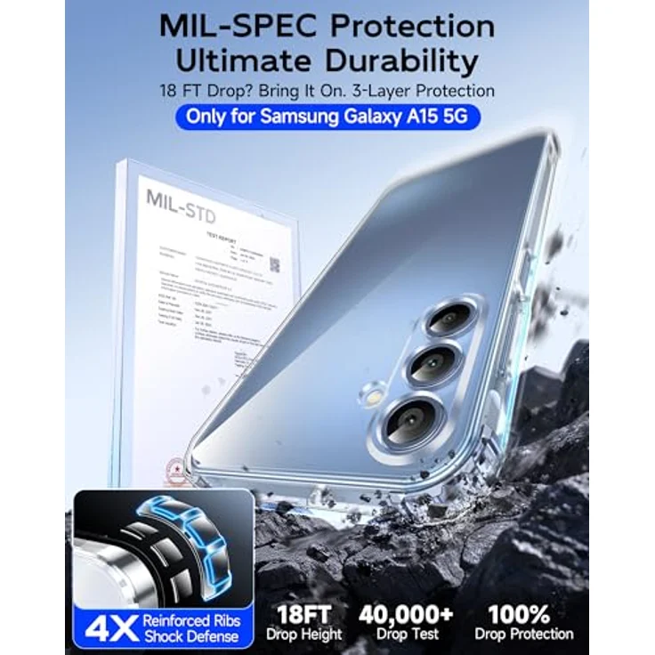 LeYi Hülle für Samsung Galaxy A15 4G/5G, Transparente TPU Silikon Schutzhülle mit 2 Schutzfolien, Stoßfest, Dünn, Kameraschutz, Herzmotiv – Bild 2