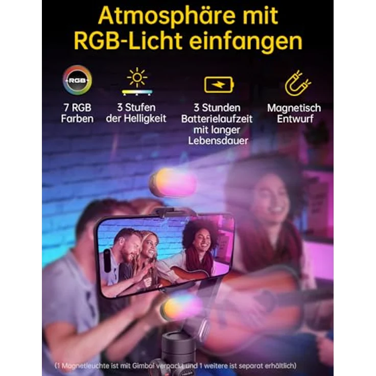 AOCHUAN XE Standard Gimbal, 3-Achsen-Stabilisierung mit intelligenter Gesichtsverfolgung, kompakt, schwarz – Bild 2