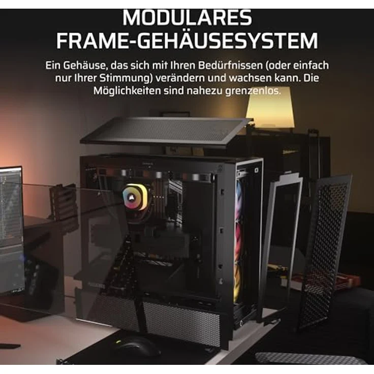 Corsair Frame 4000D RS ARGB Modulares Mid-Tower ATX PC-Gehäuse – Schwarz, Hoher Luftstrom, 3X Vorinstallierte RS ARGB-Lüfter – Bild 3