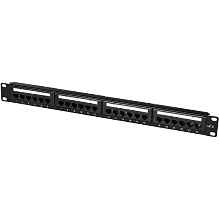 - 19'' Patchpanel - Cat. 6, 24 Ports, ungeschirmt, schwarz