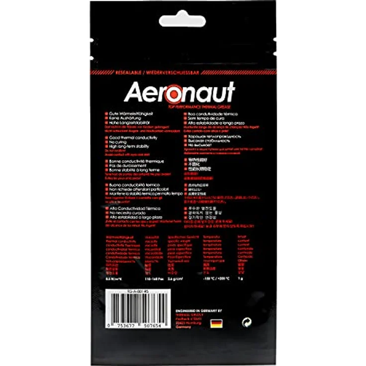 Thermal Grizzly Aeronaut Wärmeleitpaste - 1 Gramm - inkl. Spachtel - Wärmeleitfähigkeit: 8,5 W/mK - Kühlung und Stummschaltung des Kühlkörpers für alle CPU- und GPU-Kühler – Bild 3