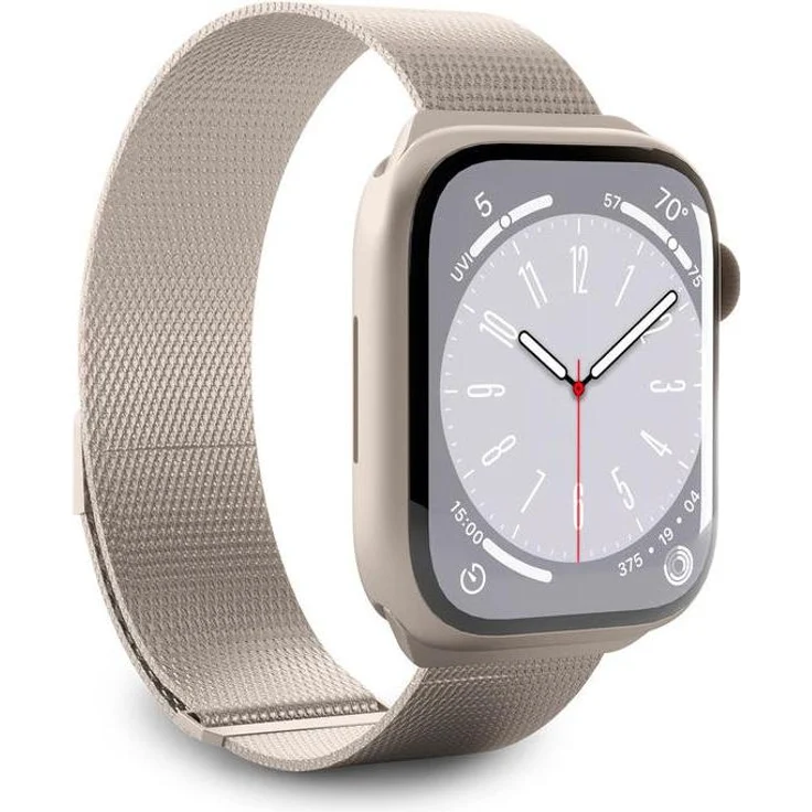 Puro PUMILAW44CHMP, Edelstahl-Mesh-Uhrenarmband für Apple Watch, gold, einstellbarer Magnetverschluss, kompatibel mit Serie 8, 9, Ultra und Ultra 2