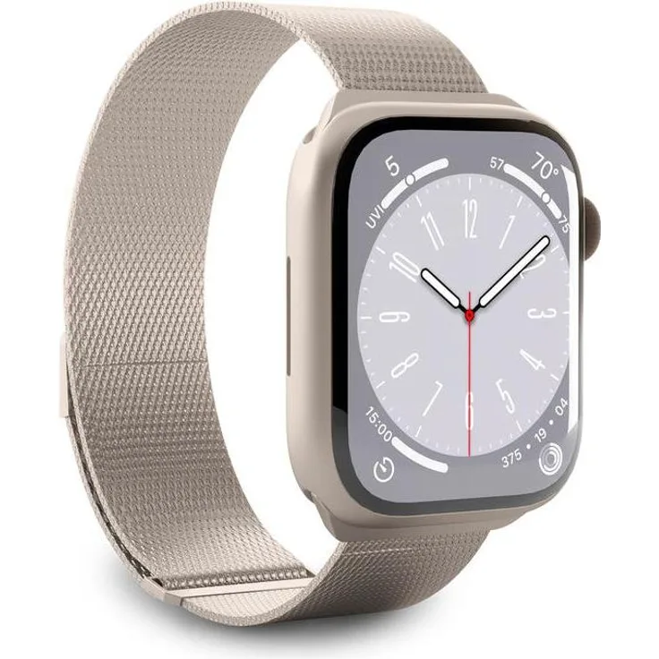 Puro PUMILAW40CHMP, Edelstahl Uhrenarmband im goldenen Mailänder Mesh Design mit verstellbarem Magnetverschluss für Apple Watch Serien 8, 9, Ultra und Ultra 2