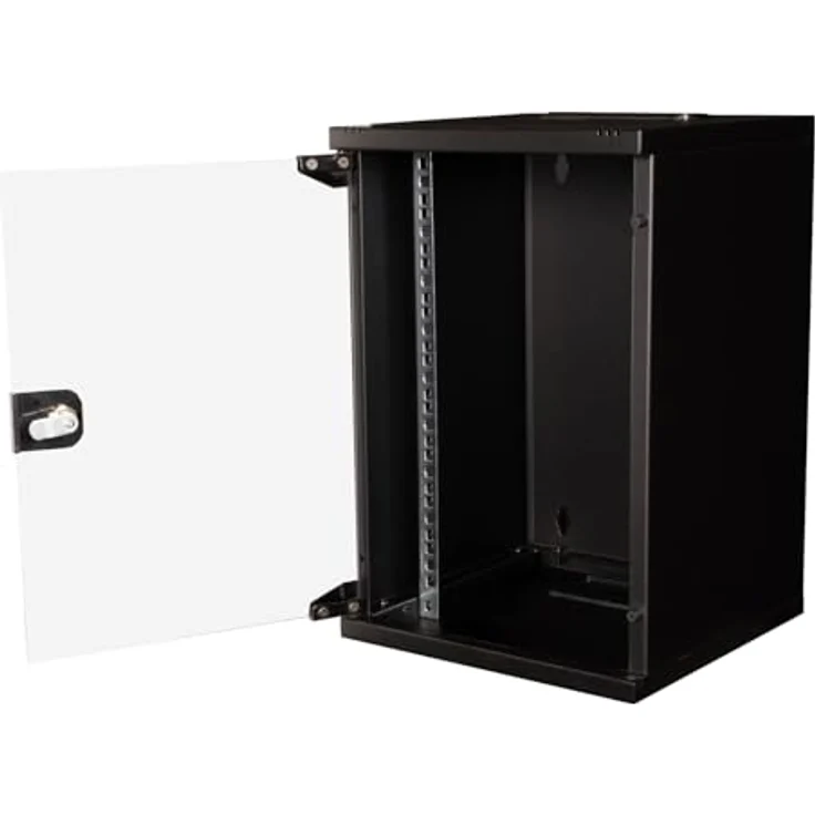 ROLINE 10-Zoll Wandgehäuse 9 HE, 312x300 BxT, schwarz mit Vollglastür und zerlegbarer Konstruktion – Bild 3