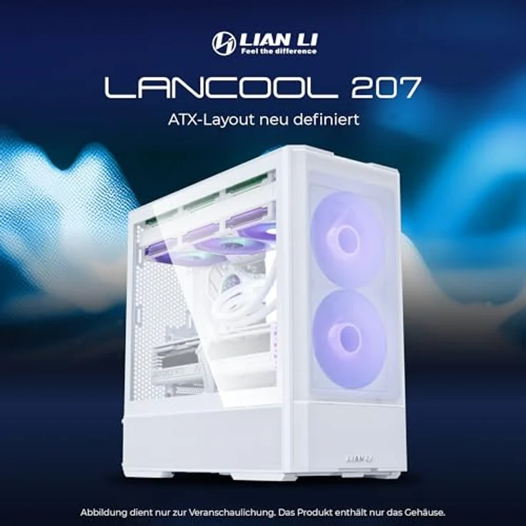 Lian Li LANCOOL 207 PC Gehäuse, Midi-Tower, ATX, Tempered Glass - weiß, kompaktes ATX-Gehäuse mit hervorragendem Airflow – Bild 2