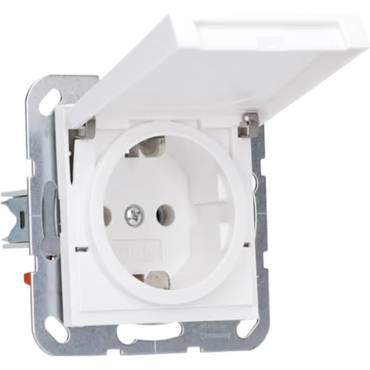 GIRA 445427 SCHUKO Steckdose mit Klappdeckel System 55 Reinweiß seidenmatt – Bild 2