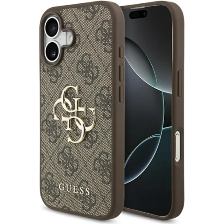 CG MOBILE Guess 4G Groß Logo Hülle, Kunstleder Hardcase für iPhone 17, Braun – Bild 1