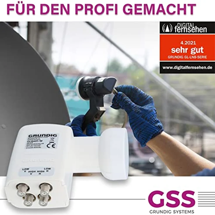 [Test SEHR GUT *] GSS Quattro LNB Weiss für Multischalter, Multiswitch geeignet - mit LTE Filter - Sat, Satelliten, Full HD, HDTV, UHD 4K, 0.1dB, LMB, Wetterschutz, extrem kälte- & hitzebeständig – Bild 2