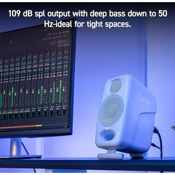 IK Multimedia iLoud Micro Monitor Pro, 2-Wege bi-amped Kompakt-Studio-Monitore mit ARC-Kalibrierungsmikrofon, weiß – Bild 5