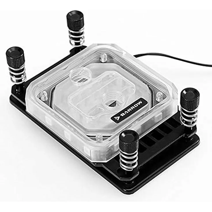 Barrow AMD CPU-Wasserkühler RGB, All-in-One Wasserkühlung für AM3+/AM4/FM2, Acryl - schwarz, vernickelte Kupferbodenplatte, individuelle RGB-Beleuchtung