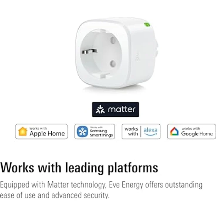 Eve Battery Smart Plug Set, 4 Stück, Matter-kompatibel, App- und Sprachsteuerung, keine Bridge nötig, weiß – Bild 2