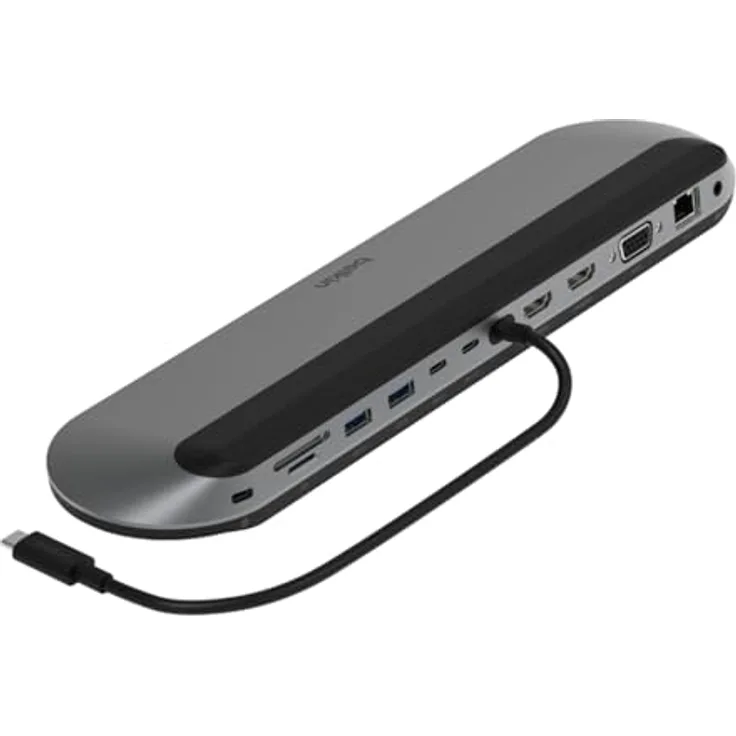 Belkin Connect Universal-USB-C-11-in-1-Pro-Dock für 3 Monitore, Silicon Motion-Technologie; für Chromebook, Mac- + Windows-Laptops; 100 W PD; Datentransfer mit 10 Gbit/s; 2,5-Gbit/s Ethernet, Schwarz