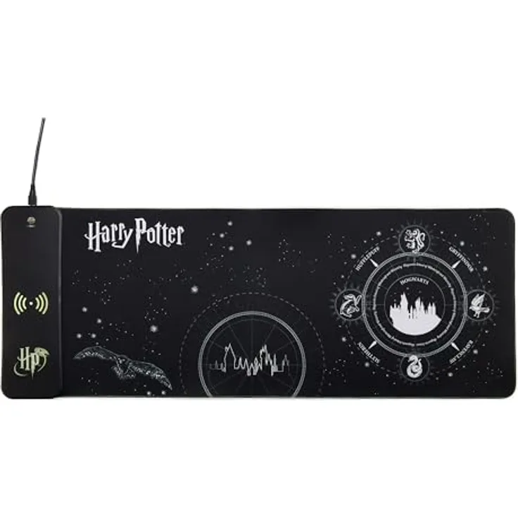 Numskull Harry Potter XL RGB Gaming-Mauspad mit 15W kabellosem Ladegerät | Anpassbare LED, rutschfest, wasserabweisend, magische Themenkunst
