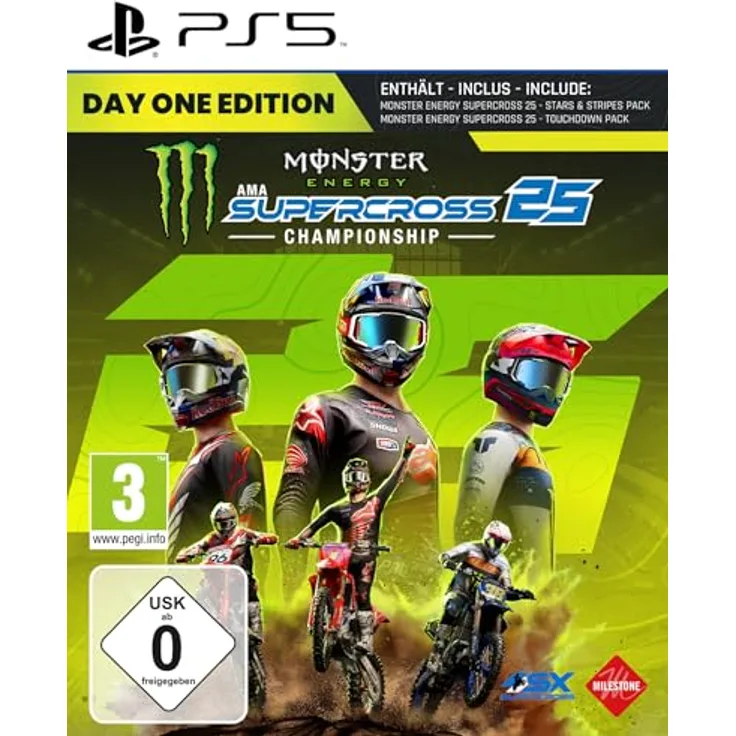 MILESTONE Monster Energy Supercross 25 - The Official Video Game Day One Edition (PS5), Unreal Engine 5, inkl. "Stars & Stripes Pack" und "Touchdown Pack" DLC