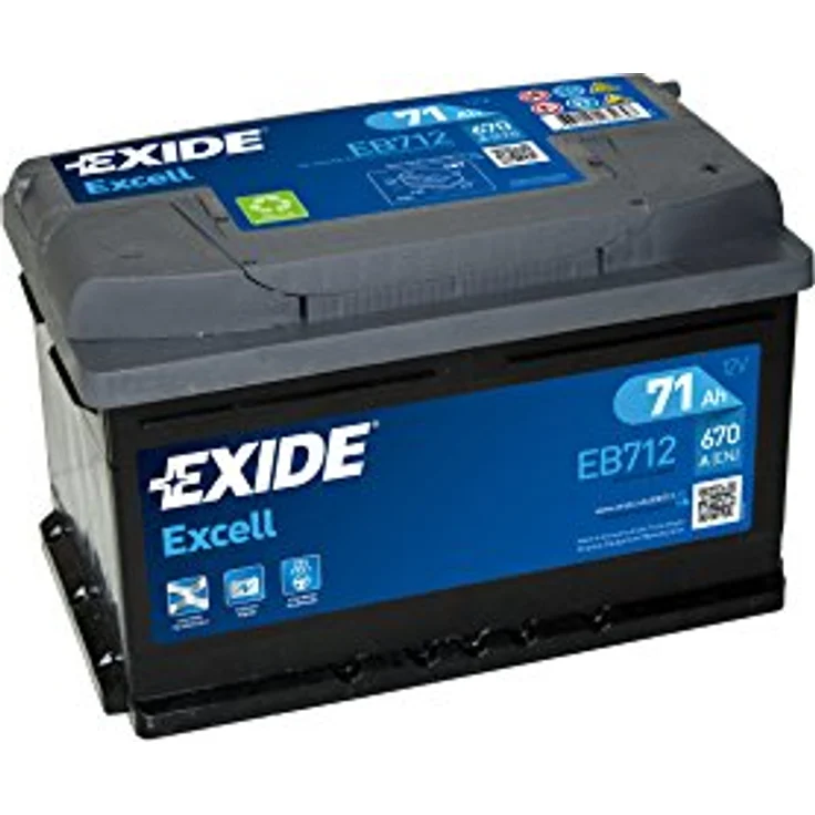 Exide EB712 Excell 12V 71Ah 670A, wartungsfreie Autobatterie mit 3DX Gitternetztechnologie – Bild 2