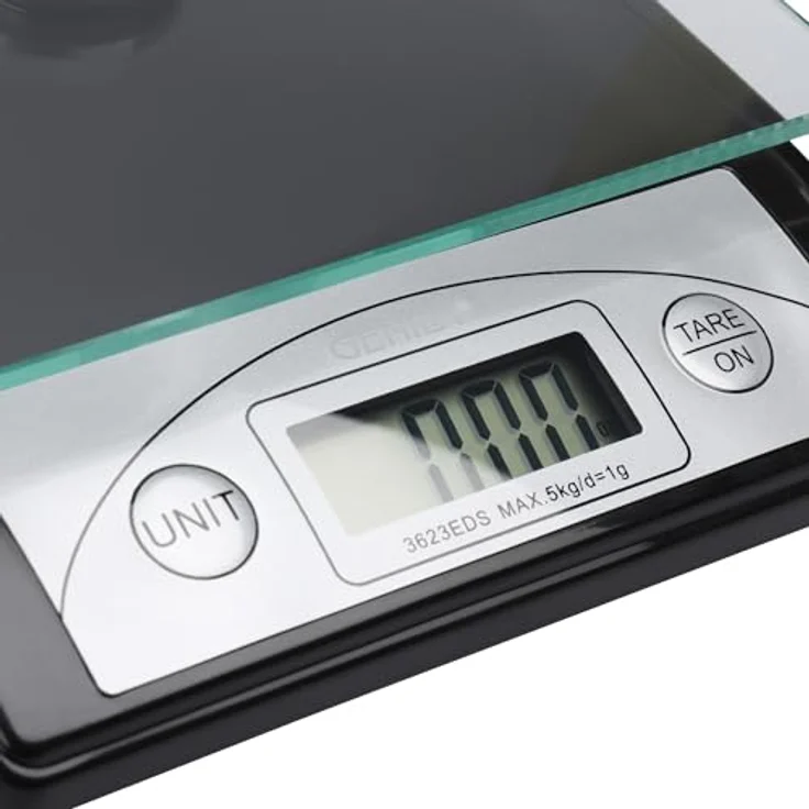Genie 3623 EDS Digitale Briefwaage (von 1 g bis 5000 g, aus robustem Kunststoff inkl. Glasteller, LCD Anzeige) schwarz – Bild 5