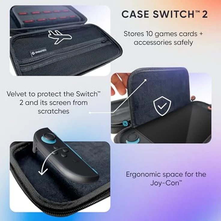 Oniverse 8-in-1 Starter Kit für Nintendo Switch 2, Zubehörset mit Tasche, Schutzglas und Audio-Splitter – Bild 2
