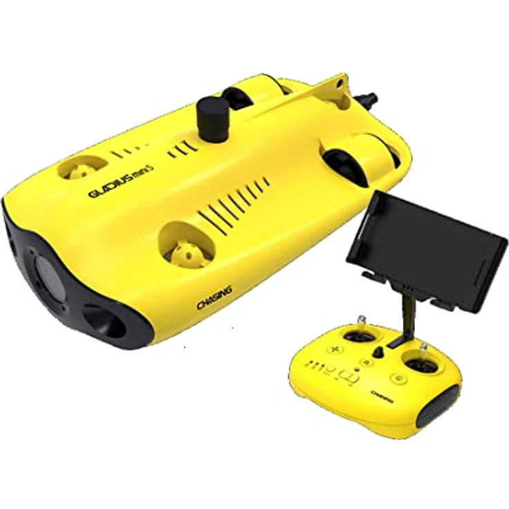 Chasing Gladius Mini Drone S, Unterwasser-Roboter mit 4K UHD Kamera, 200 m Reichweite, gelb, inkl. Direct-Connect Fernsteuerung, 64GB SD Karte, GoPro Befestigungssockel, Anti-Stuck Motor – Bild 1