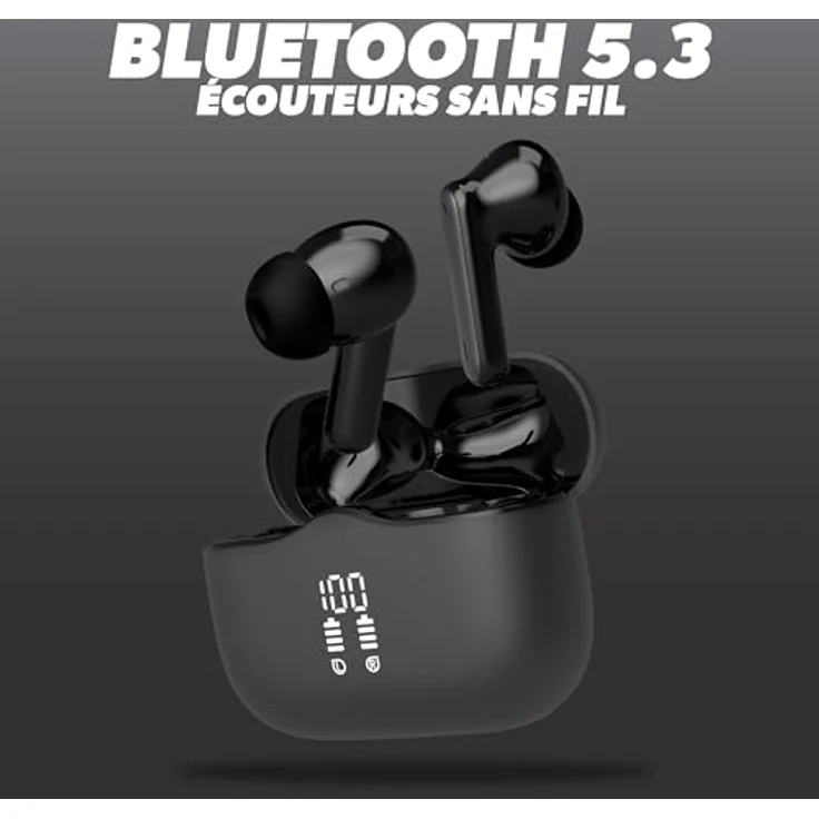 T'nB ONYX ANC Bluetooth-Kopfhörer, Kabellose In-Ear Ohrhörer mit Geräuschunterdrückung, Touch-Steuerung und Ladebox, Farbe – Grau – Bild 2