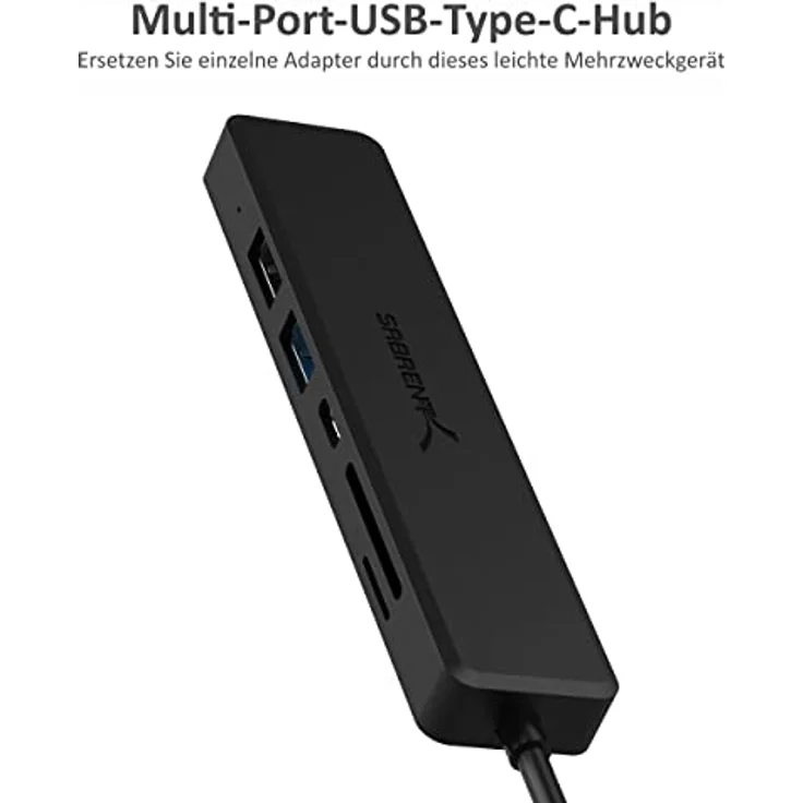 SABRENT USB C Adapter, USB C 3.2 Gen1 hub, USB verteiler mehrfach, USB c Docking Station mit 4K HDMI | 2 USB | PD 60W | SD/Micro SD kartenleser, für PS5, PC, USB Stick, MacBook (HB-TC6C) – Bild 2