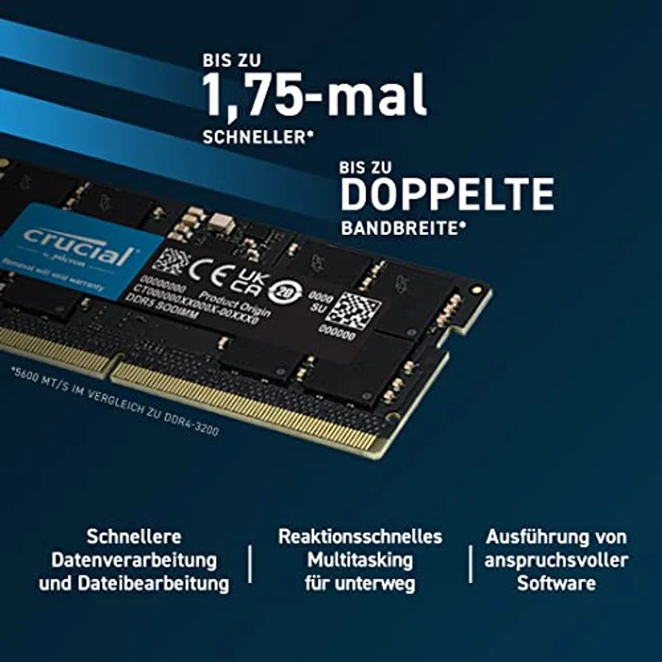 Crucial RAM 32GB Kit (2x16GB) DDR5 5600MHz (oder 5200MHz oder 4800MHz) Desktop-Speicher CT2K16G56C46U5 – Bild 3