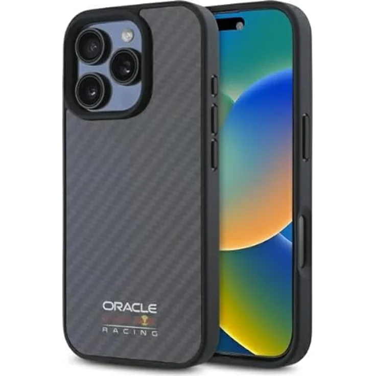 Red Bull RBHMP16L24CFILSK iPhone 16 Pro Hardcase Hülle, Schwarz mit Carbonfaser-Logo und MagSafe-Kompatibilität – Bild 1