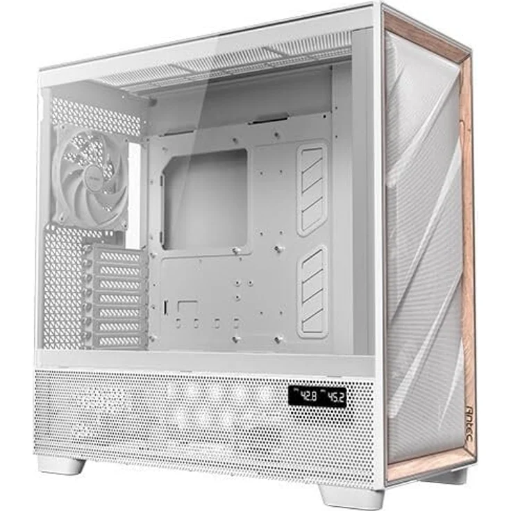 Antec Flux Pro PC-Gehäuse, Full-Tower E-ATX mit Tempered Glass, aluminium- und holzgerahmt, weiß, bis zu 3x 360mm Radiator Support – Bild 2
