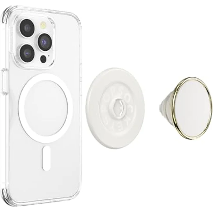 PopSockets runder PopGrip, kompatibel mit MagSafe, inkl. Adapterring, kabelloses Laden, Enamel Coconut Creme – Bild 4