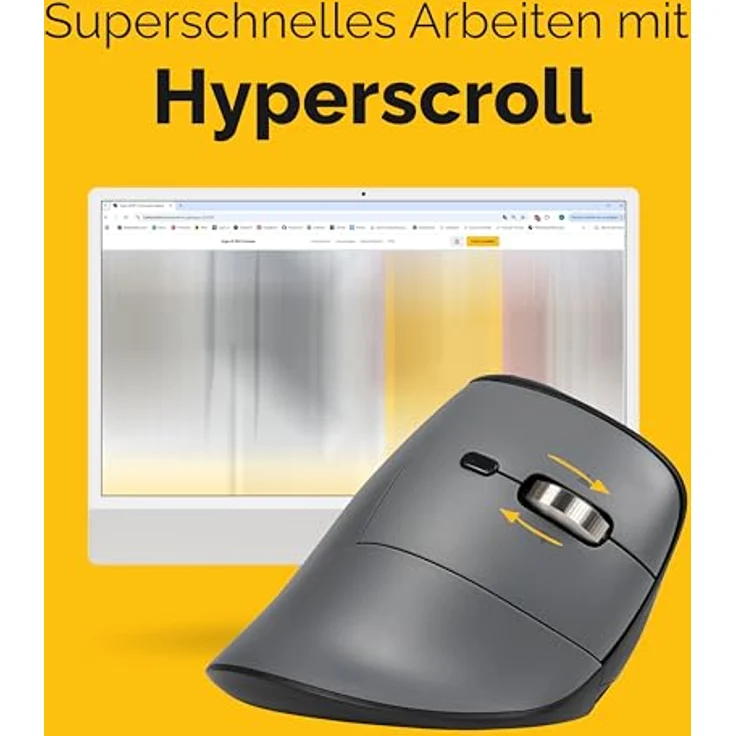 BakkerElkhuizen FastForward Pro, Vertikale Ergonomische Maus mit Hyperscroll, Bluetooth/2.4G/USB-C, 2400 DPI, Wiederaufladbar, Für Windows & Mac – Bild 2