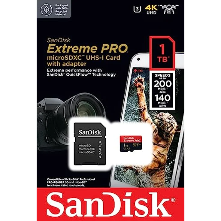 SanDisk Extreme PRO microSDXC UHS-I Speicherkarte 1 TB + Adapter & RescuePRO Deluxe (Für Smartphones, Actionkameras oder Drohnen, A2, Class 10, V30, U3, 200 MB/s Übertragung) – Bild 5
