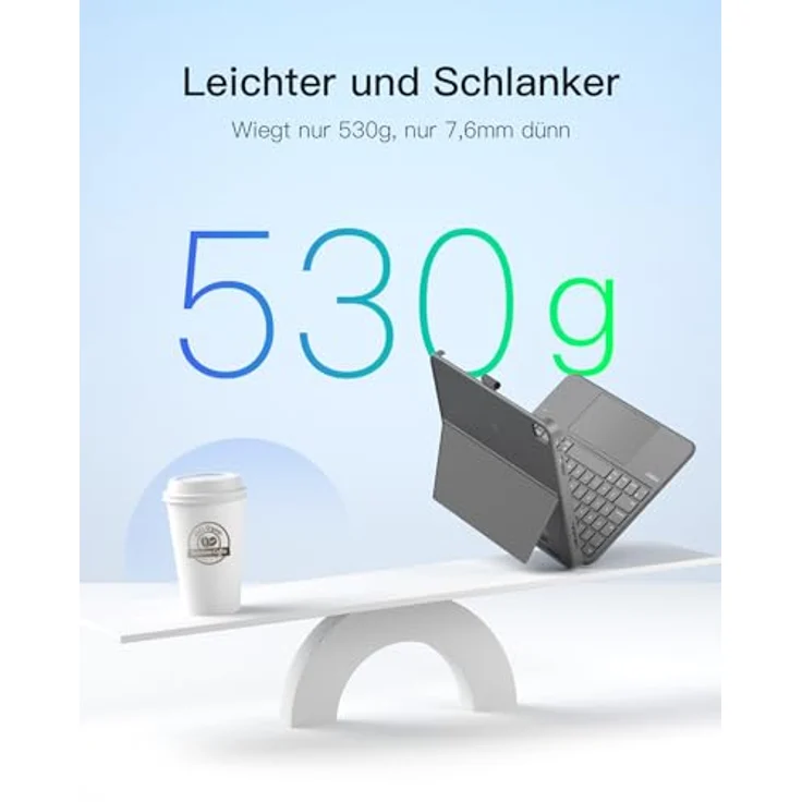 Inateck Tastatur für iPad 11 A16 (2025) & iPad 10. Gen (2022), 5,1" Vollflächen-Touchpad, Vertikaler/Horizontaler Ständer, dünn und leicht – Bild 2