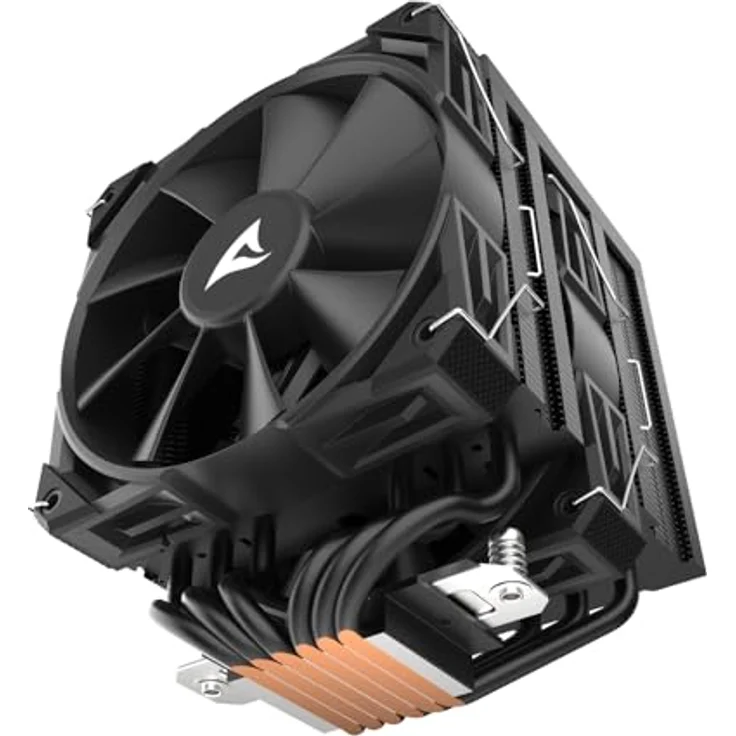 Sharkoon A60 Black Air Cooler, 156 mm CPU Kühler mit 260 W TDP, zwei 120 mm Lüftern, variabler Lüftergeschwindigkeit von 500 bis 1800 RPM, Schwarz – Bild 8