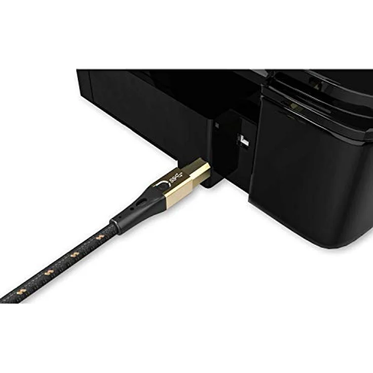 Oehlbach Primus USB-Kabel Typ B 2.0 - State of the Art - High Speed 480 Mb-s hochflexibel Metallstecker HPOCC 3-Fach Schirmung - Drucker, Scanner, Audio Verstärker 50 cm, Schwarz-Gold - Preisvergleich – Bild 5