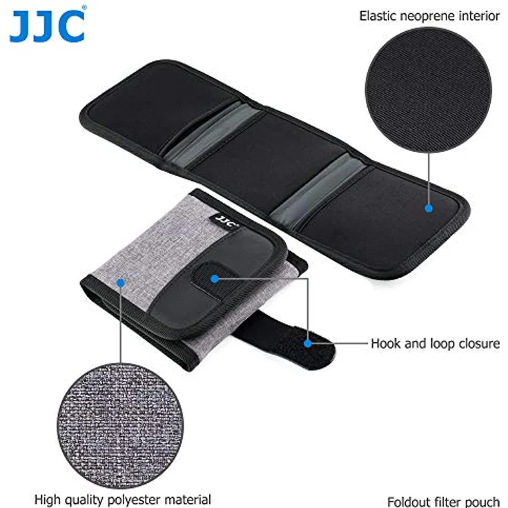 JJC Filtertasche mit 3 Fächern für Filter bis 82mm, wasserabweisend, inkl. Mikrofaser-Reinigungstuch und Gürtelschlaufe – Bild 2