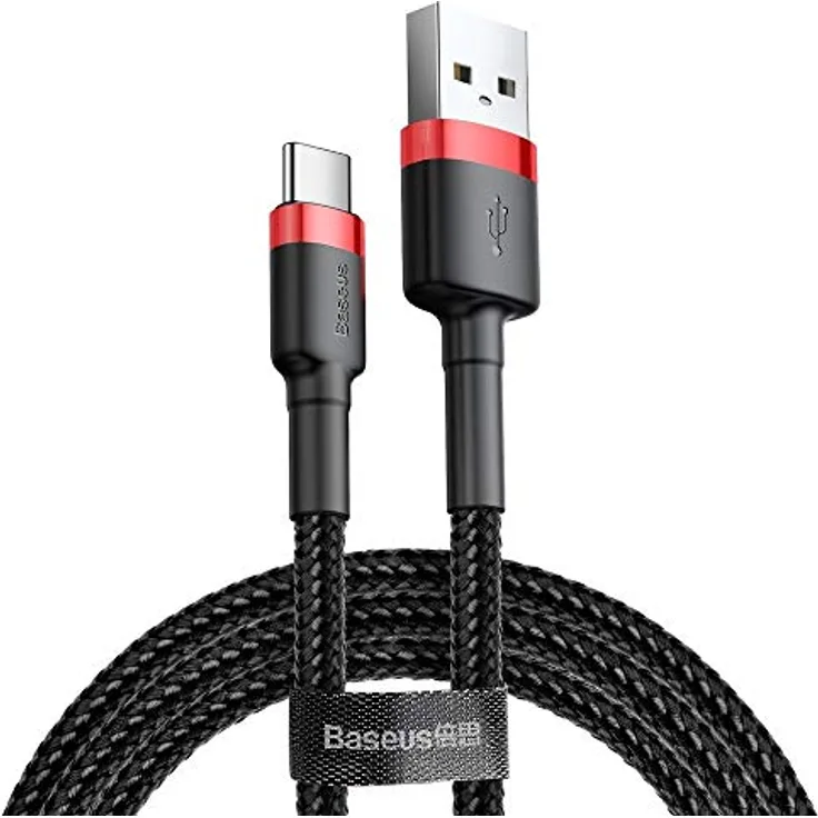 Baseus Cafule Kabel, strapazierfähiges USB/USB-C Kabel mit Schnellladung QC3.0, 2A, 3m, schwarz-rot