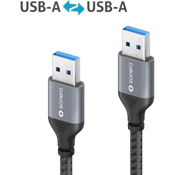 Sonero USB-A auf USB-A Datenkabel, USB 3.0, 5GB/s, space grey/schwarz, 1,50m – Bild 4