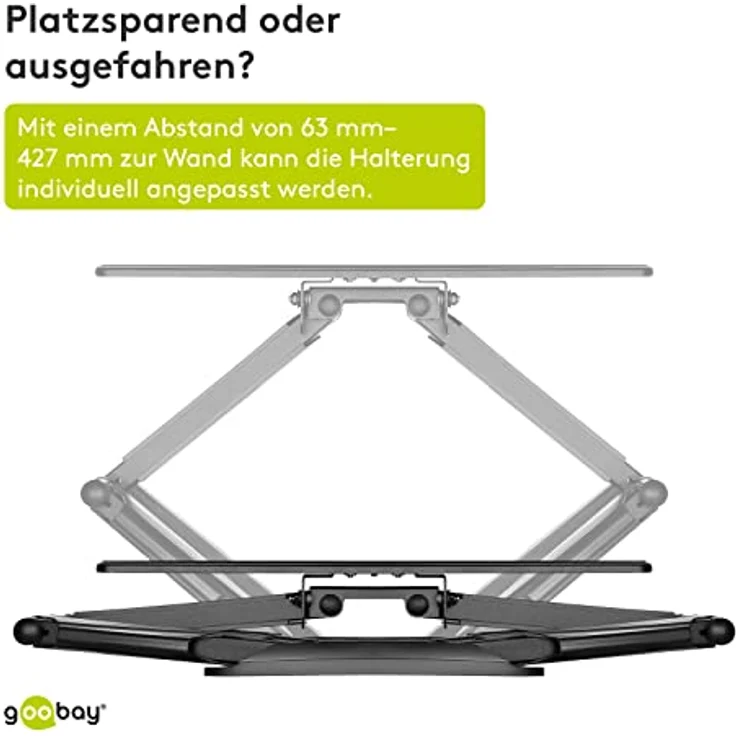 Goobay 49956 TV-Wandhalterung OLED FULLMOTION (L), 37" bis 70" (94-178 cm), vollbeweglich, schwenkbar/neigbar, 30 Kg, Vesa Standard, Schwarz – Bild 5