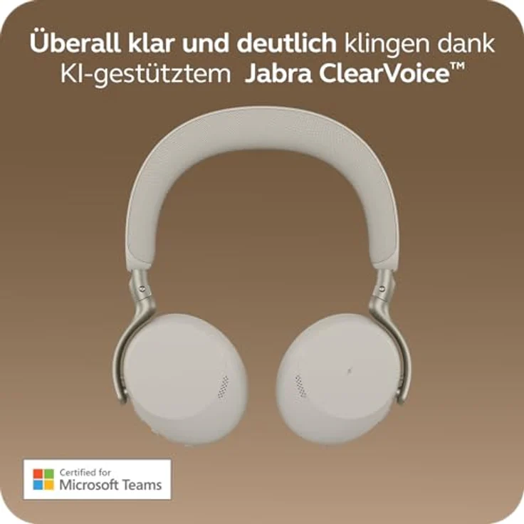 Jabra Evolve3 75, MS, Link390c, Kopfhörer mit AI-Bereichsanpassung und Advanced ANC, Warm Grey – Bild 3