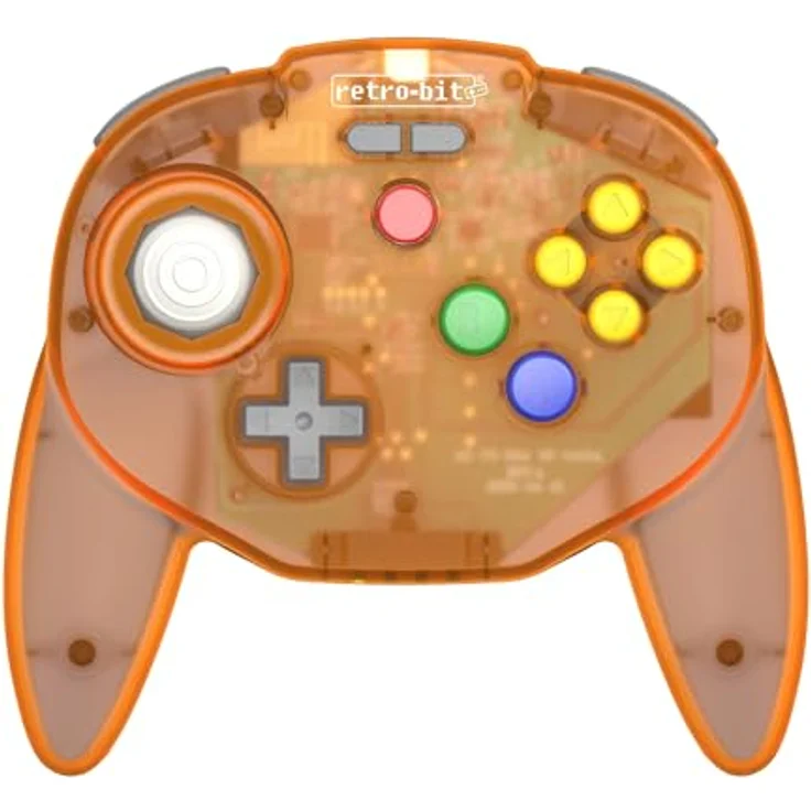 retro-bit Tribute 64 Wireless Gamepad für Nintendo 64 und Switch, ergonomischer Controller mit Rumble Pak, orange – Bild 1