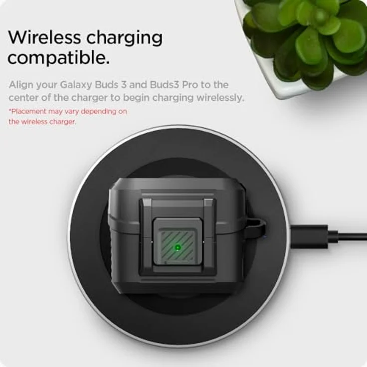 Spigen Lock Fit Hülle Kompatibel mit Samsung Galaxy Buds 3 Pro | Galaxy Buds 3 - Matt Schwarz - Sicherer Schutz mit Karabiner und kabellosem Laden – Bild 3