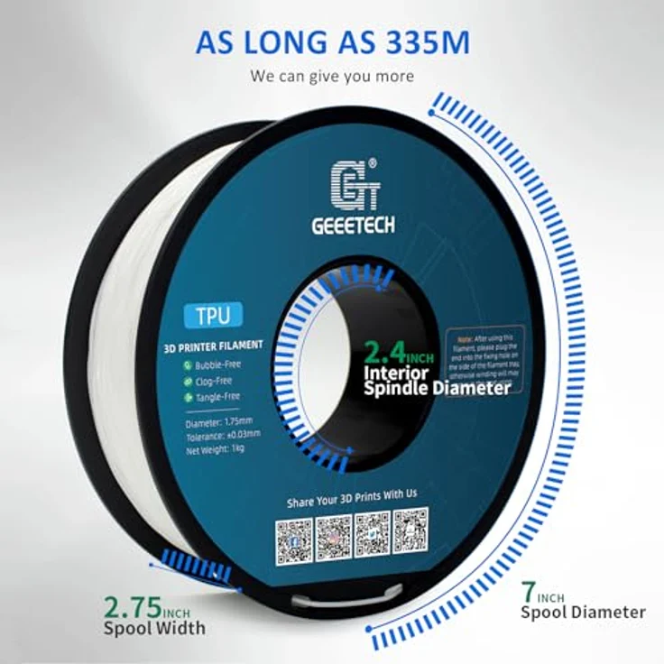 GEEETECH TPU 95A Filament Weiß, 2x1kg Spule, flexible Anwendungen, hervorragende Schichthaftung, verstopfungs- und blasenfrei – Bild 5