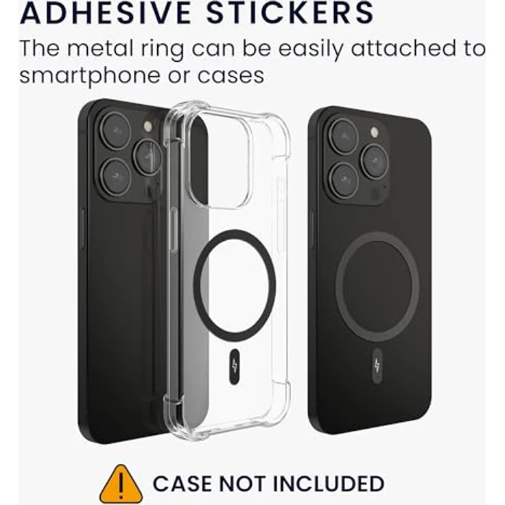 kwmobile 2 Magnetring Aufkleber, universelles Magnetisches Konvertierungsset für iPhone 15/14/13/12 und Samsung Galaxy S23/S22/S21, Schwarz – Bild 4