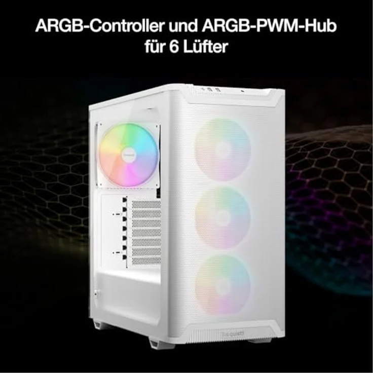 be quiet! Pure Base 501 LX White PC-Gehäuse mit 4 vorinstallierten Light Wings PWM-Lüftern, ARGB-Beleuchtung, ARGB-Controller und PWM-Hub, hoher statischer Druck, USB 3.2 Gen. 2 Type C, geräumiges Design – Bild 4
