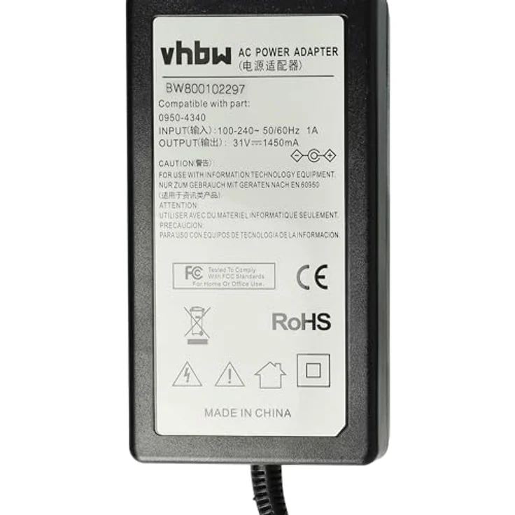 vhbw Netzteil Ersatz für HP 0950-4340, AC/DC Adapter mit 31 V / 1.45 A, schwarz, 200 cm Kabellänge – Bild 5